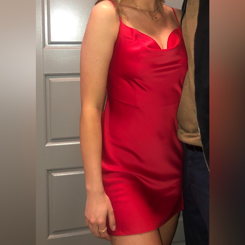 Urban Outfitters Mallory Cowl Neck Dress in Red